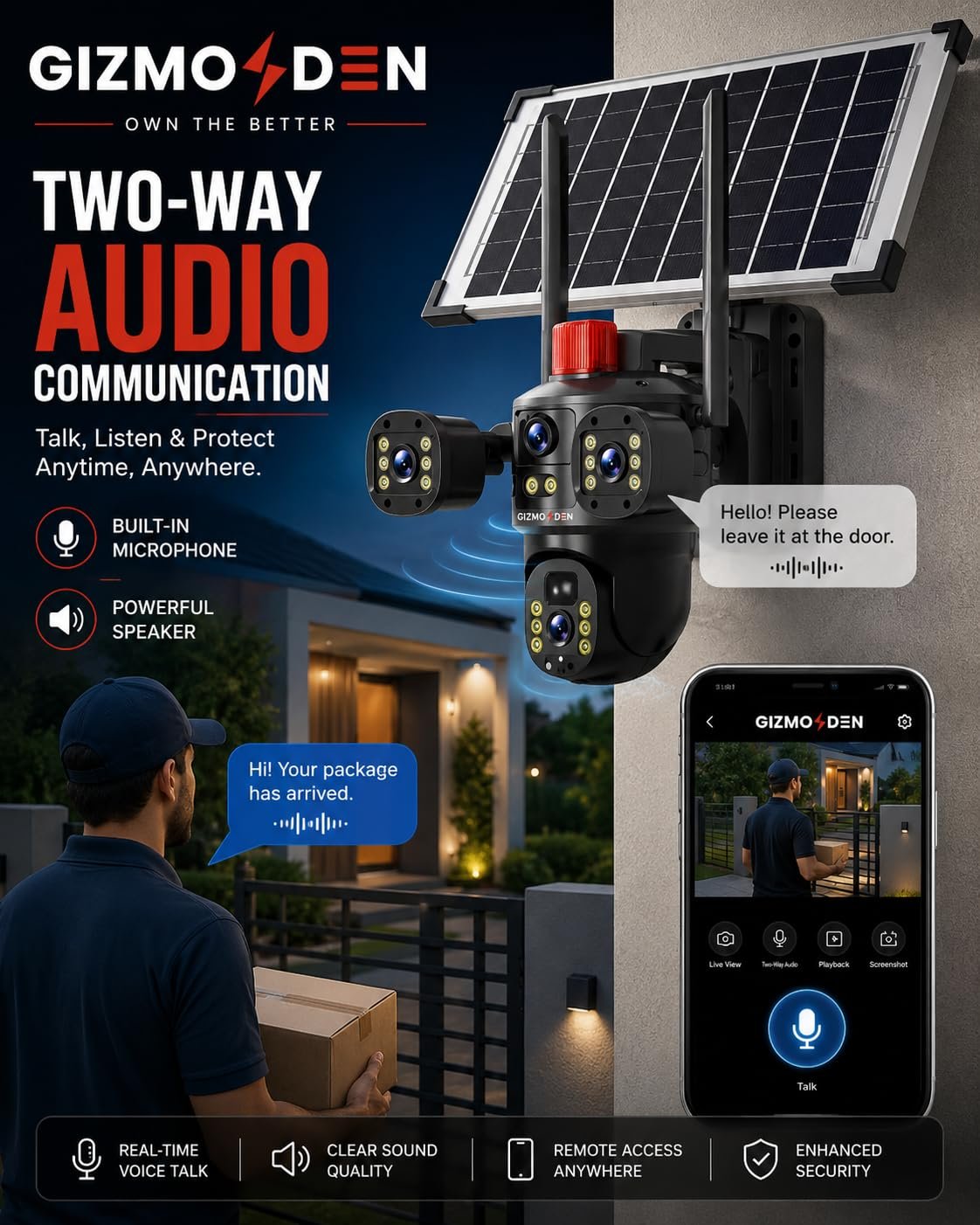 Gizmo Den 15mp Triple Lens 4g Solar Security Camera - Image 2